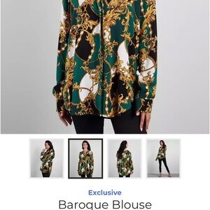 Baroque Blouse - Green Gold Print